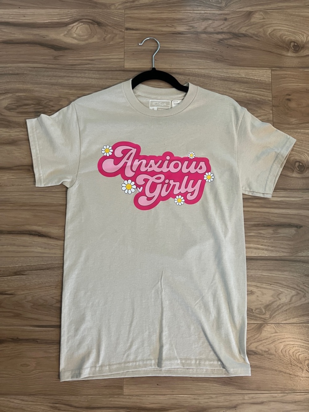 Anxious Girly Graphic Tee - Pink on Cream